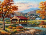 Covered bridge in the fall