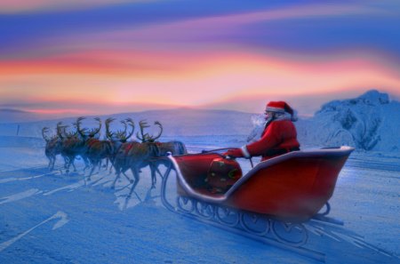 Merry Christmas - snowy, christmas eve, beautiful, holidays, happy new year, christmas, happy holidays, magic, photography, nature, sunset, new year, magic christmas, winter, pretty, beauty, xmas, reindeer, winter time, sky, sledge, holiday, merry christmas, clouds, lovely, santa, snow