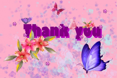 â™¥~Thank you~â™¥ - you, pink, thank you, butterfies