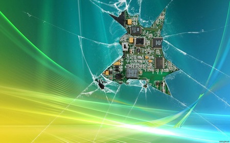 Broken Screen - broken, screen, vista, circuit, crack