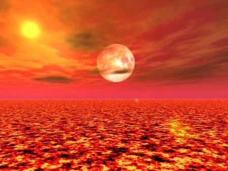 Burning Sea - red, fire, water, orange, sea, burning